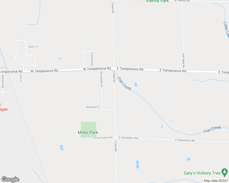 map of restaurants, bars, coffee shops, grocery stores, and more near 8974 Crabb Road in Temperance