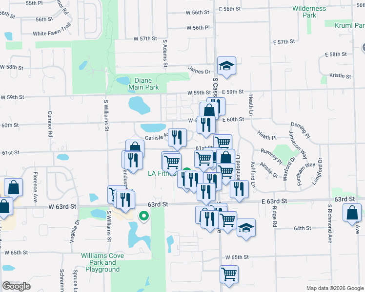 map of restaurants, bars, coffee shops, grocery stores, and more near 124 Hampton Avenue in Westmont