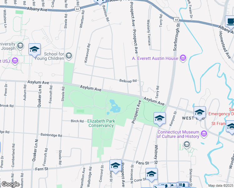 map of restaurants, bars, coffee shops, grocery stores, and more near 1561 Asylum Avenue in West Hartford