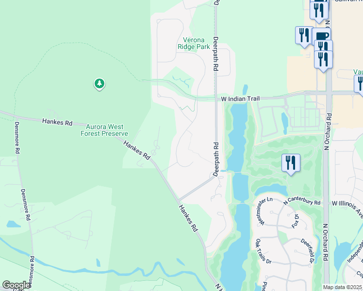 map of restaurants, bars, coffee shops, grocery stores, and more near 993 Verona Ridge Drive in Aurora