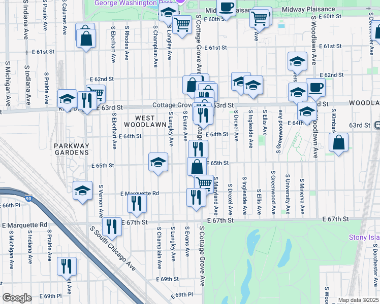map of restaurants, bars, coffee shops, grocery stores, and more near in Chicago