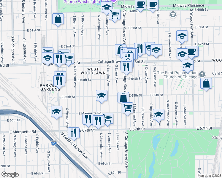 map of restaurants, bars, coffee shops, grocery stores, and more near in Chicago