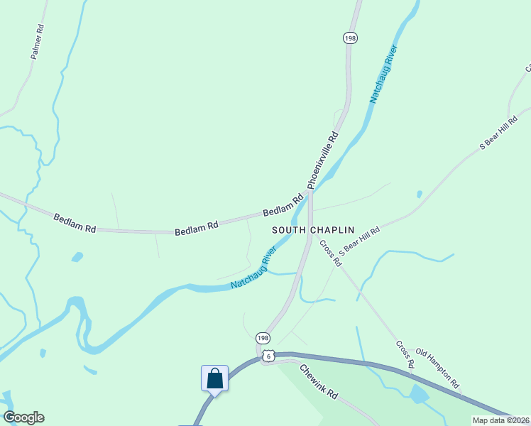 map of restaurants, bars, coffee shops, grocery stores, and more near 66 Bedlam Road in Chaplin