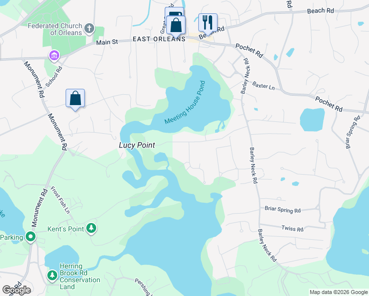 map of restaurants, bars, coffee shops, grocery stores, and more near 41 Tide End Lane in Orleans