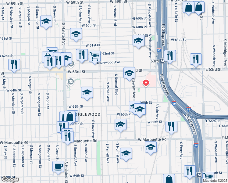 map of restaurants, bars, coffee shops, grocery stores, and more near in Chicago