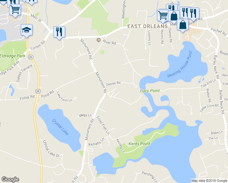 map of restaurants, bars, coffee shops, grocery stores, and more near 10 Apple Way in Orleans