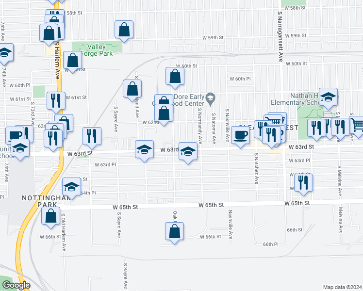 map of restaurants, bars, coffee shops, grocery stores, and more near in Chicago