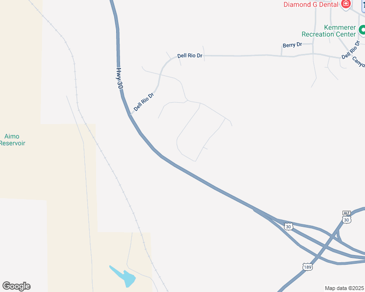 map of restaurants, bars, coffee shops, grocery stores, and more near 2024 Rolling Hills Drive in Kemmerer