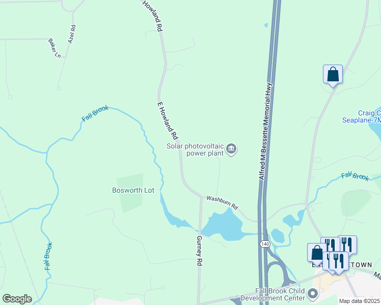 map of restaurants, bars, coffee shops, grocery stores, and more near 20 East Howland Road in Freetown