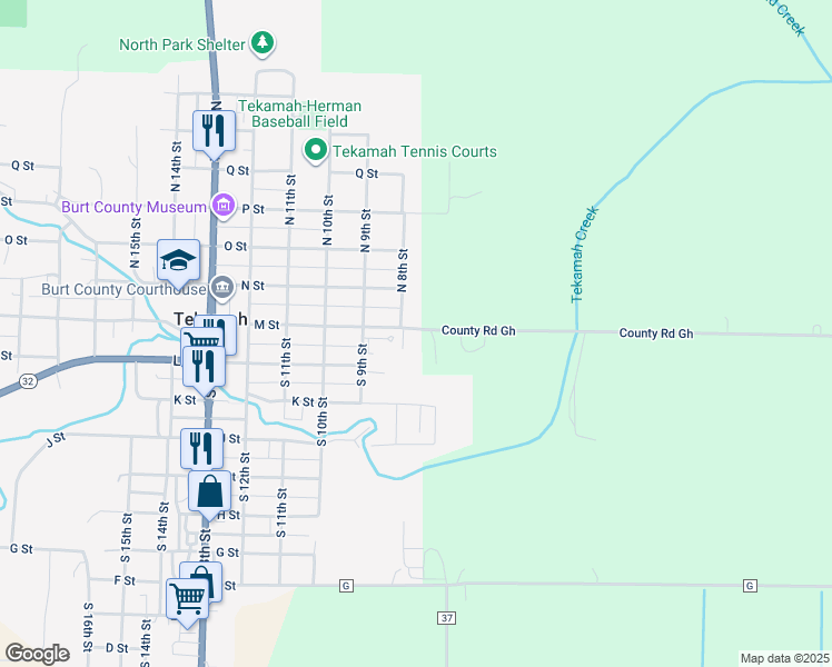 map of restaurants, bars, coffee shops, grocery stores, and more near 701-785 County Road Gh in Tekamah