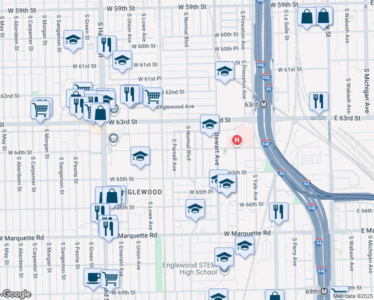 map of restaurants, bars, coffee shops, grocery stores, and more near in Chicago