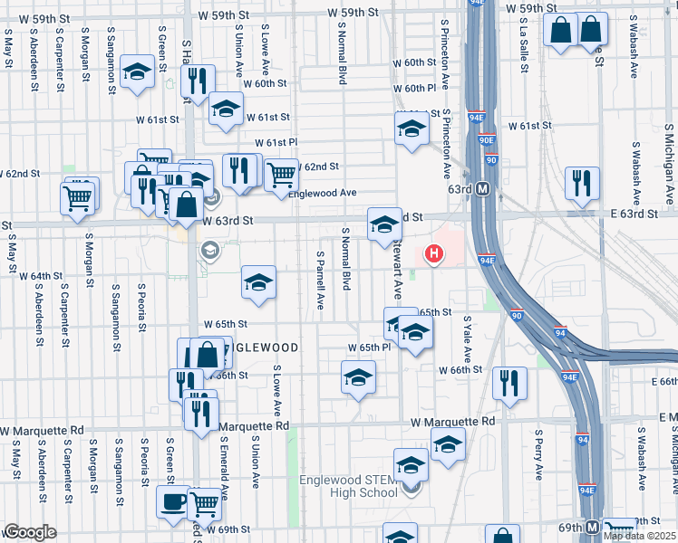 map of restaurants, bars, coffee shops, grocery stores, and more near in Chicago
