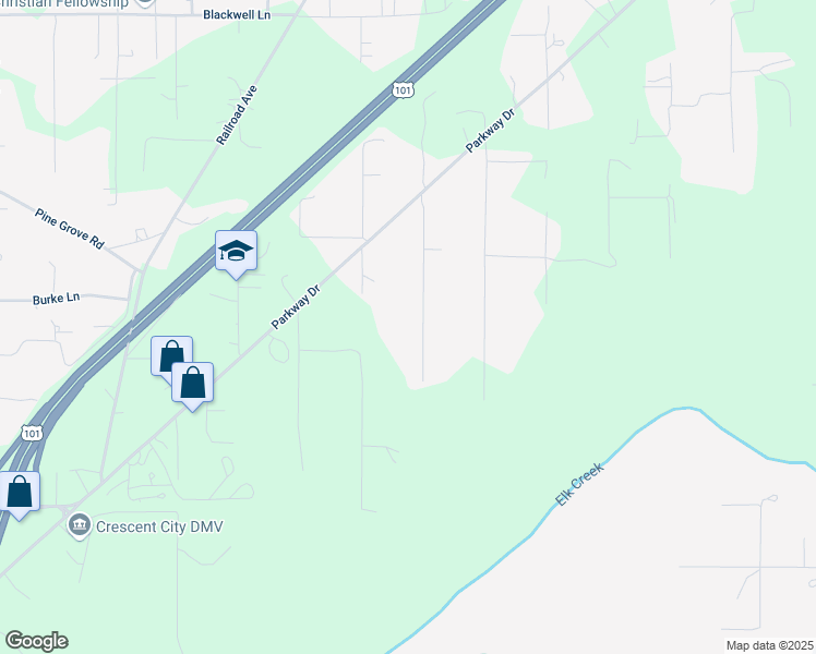 map of restaurants, bars, coffee shops, grocery stores, and more near 1151 Ferndale Lane in Crescent City