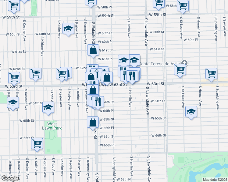 map of restaurants, bars, coffee shops, grocery stores, and more near in Chicago
