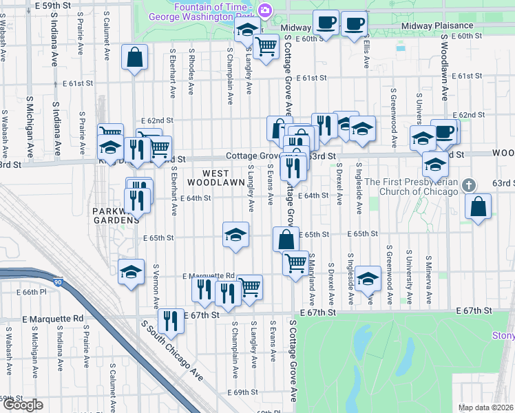 map of restaurants, bars, coffee shops, grocery stores, and more near in Chicago