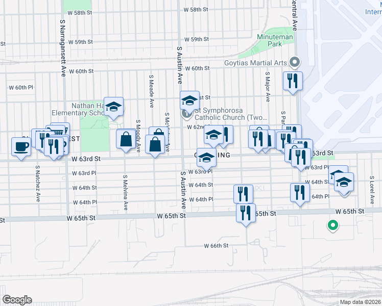 map of restaurants, bars, coffee shops, grocery stores, and more near in Chicago