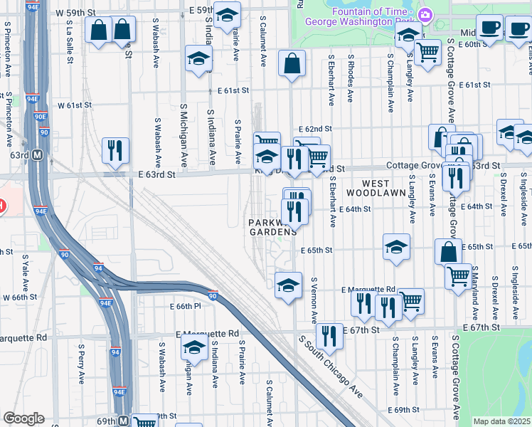 map of restaurants, bars, coffee shops, grocery stores, and more near in Chicago