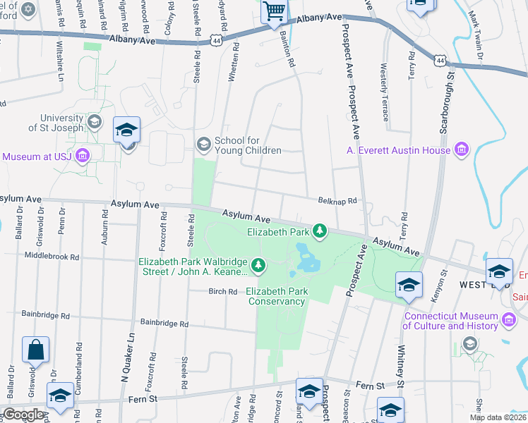 map of restaurants, bars, coffee shops, grocery stores, and more near 1578 Asylum Avenue in West Hartford