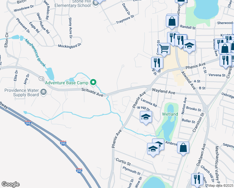 map of restaurants, bars, coffee shops, grocery stores, and more near 159 Scituate Avenue in Cranston