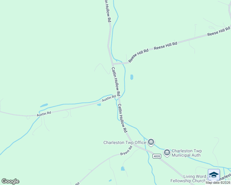 map of restaurants, bars, coffee shops, grocery stores, and more near Austin Road in Wellsboro