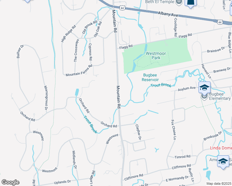map of restaurants, bars, coffee shops, grocery stores, and more near 505 Mountain Road in West Hartford