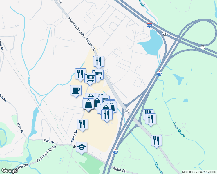 map of restaurants, bars, coffee shops, grocery stores, and more near 2421 Cranberry Highway in Wareham