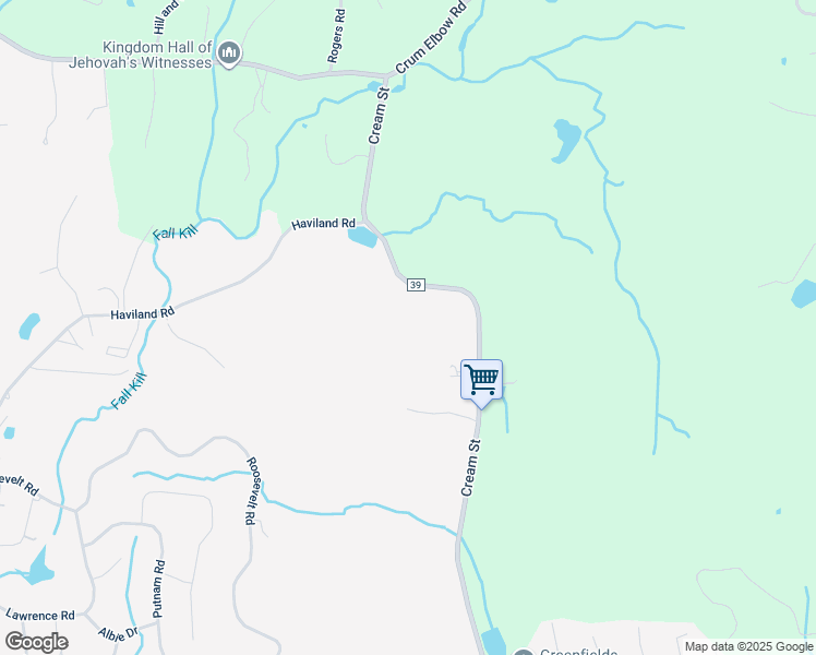 map of restaurants, bars, coffee shops, grocery stores, and more near 122 Cream Street in Poughkeepsie