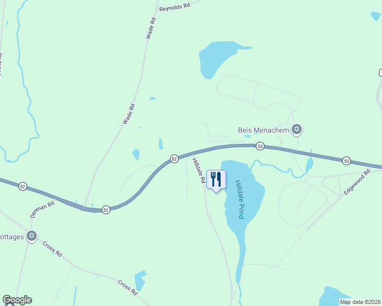 map of restaurants, bars, coffee shops, grocery stores, and more near 250 Hilldale Road in Hurleyville