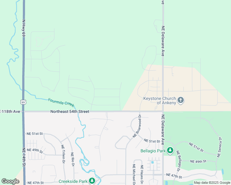 map of restaurants, bars, coffee shops, grocery stores, and more near 710 Northeast 57th Street in Ankeny