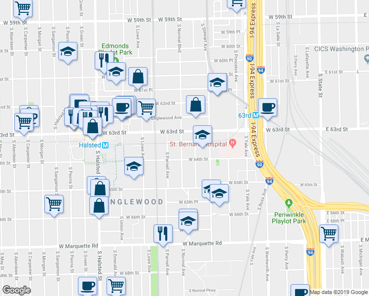 map of restaurants, bars, coffee shops, grocery stores, and more near in Chicago