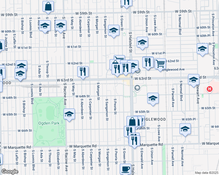 map of restaurants, bars, coffee shops, grocery stores, and more near in Chicago