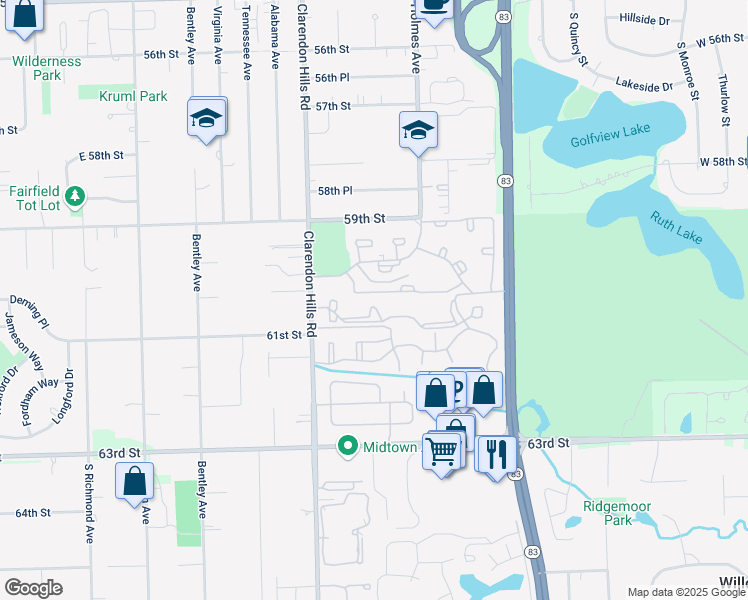 map of restaurants, bars, coffee shops, grocery stores, and more near 127 Macarthur Drive in Willowbrook