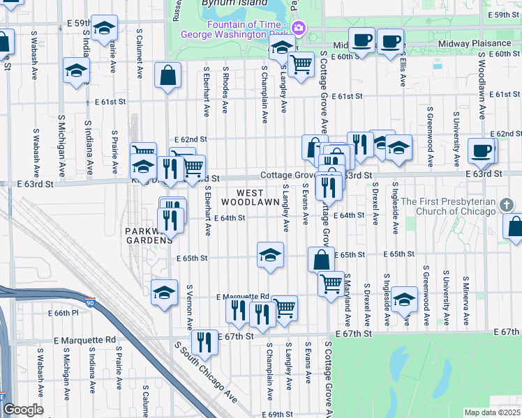 map of restaurants, bars, coffee shops, grocery stores, and more near in Chicago