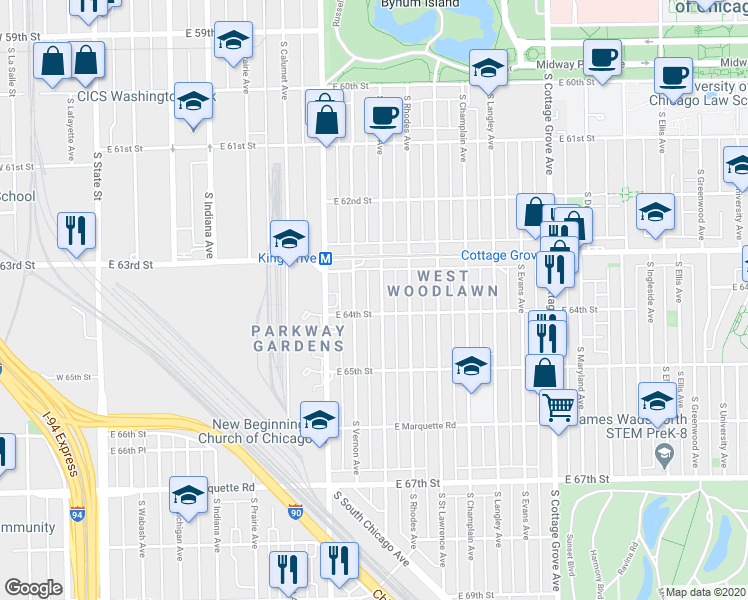 map of restaurants, bars, coffee shops, grocery stores, and more near in Chicago