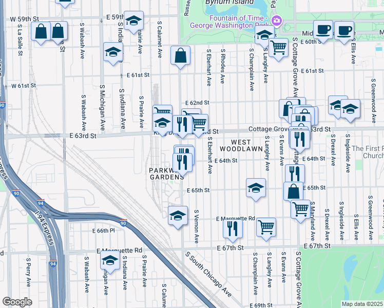 map of restaurants, bars, coffee shops, grocery stores, and more near in Chicago