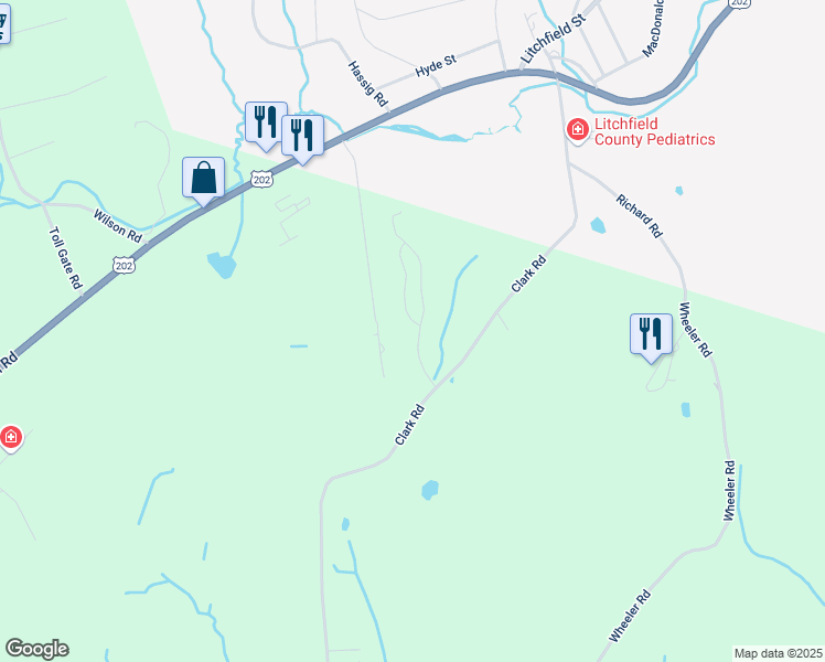 map of restaurants, bars, coffee shops, grocery stores, and more near 8 Haley Lane in Litchfield