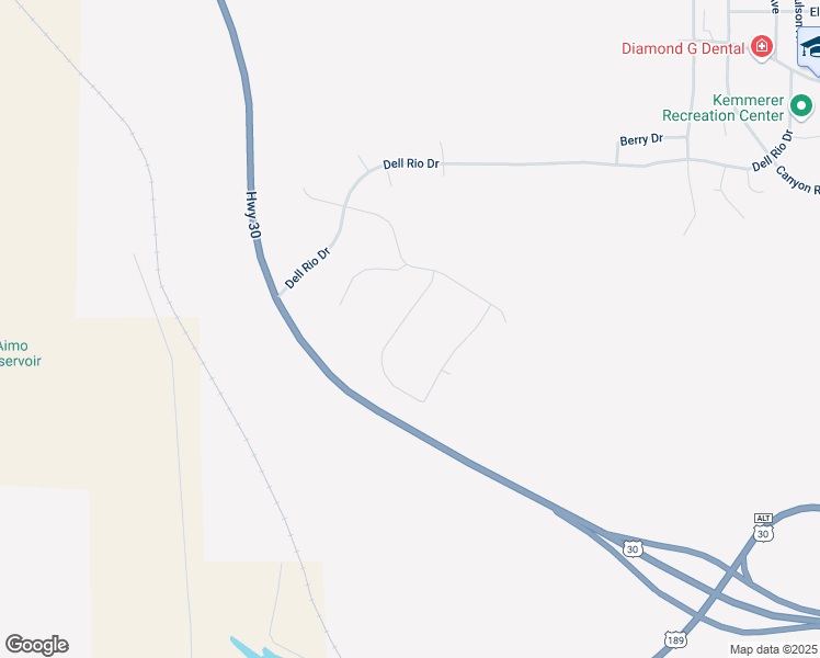 map of restaurants, bars, coffee shops, grocery stores, and more near 2024 Rolling Hills Drive in Kemmerer