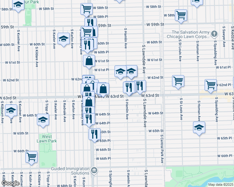 map of restaurants, bars, coffee shops, grocery stores, and more near in Chicago