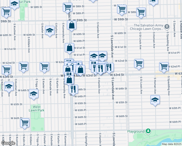 map of restaurants, bars, coffee shops, grocery stores, and more near in Chicago