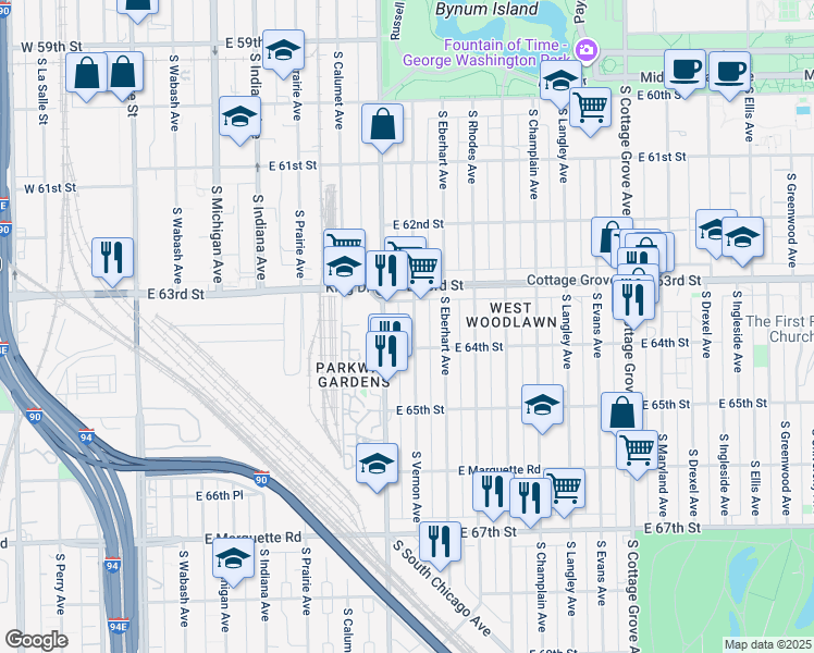 map of restaurants, bars, coffee shops, grocery stores, and more near in Chicago