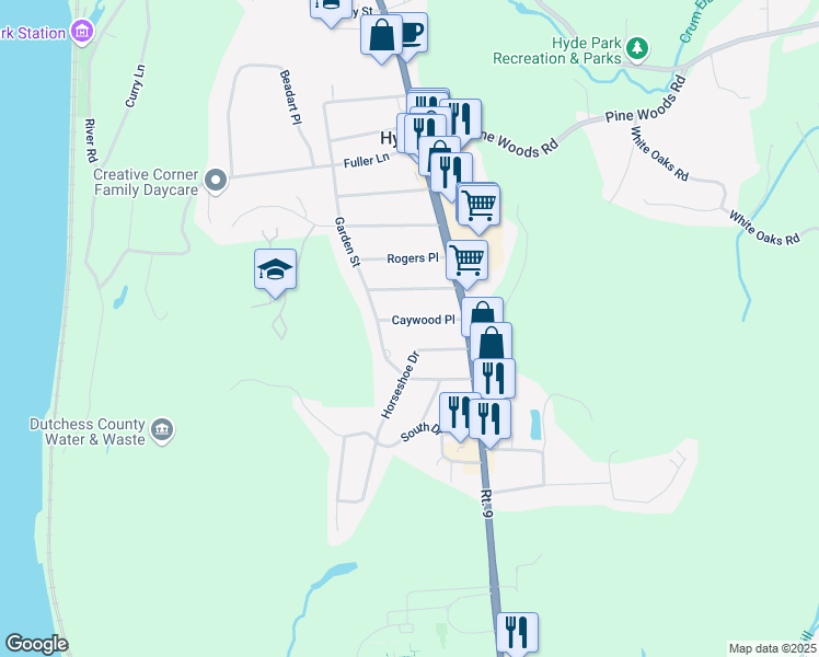 map of restaurants, bars, coffee shops, grocery stores, and more near 15 Caywood Place in Hyde Park