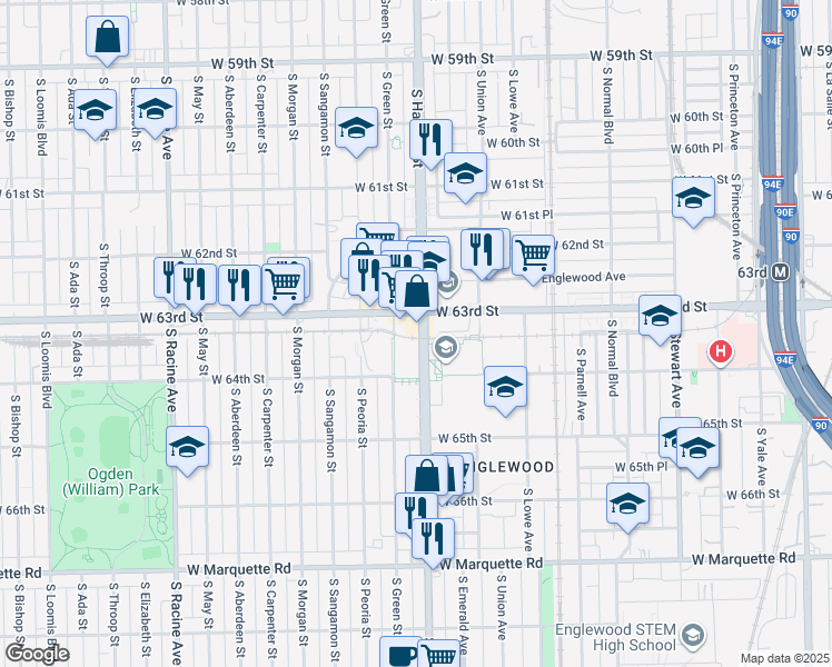 map of restaurants, bars, coffee shops, grocery stores, and more near in Chicago