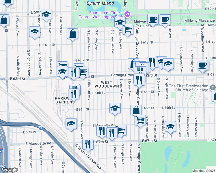 map of restaurants, bars, coffee shops, grocery stores, and more near in Chicago