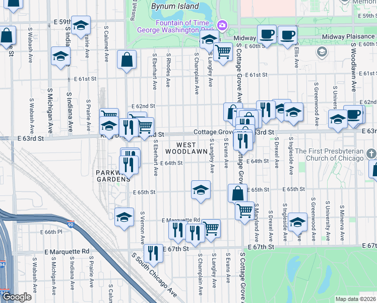 map of restaurants, bars, coffee shops, grocery stores, and more near in Chicago