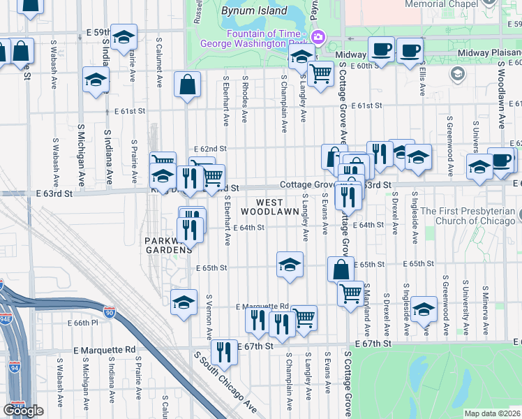 map of restaurants, bars, coffee shops, grocery stores, and more near in Chicago