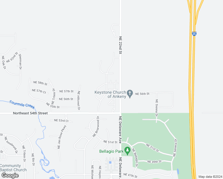 map of restaurants, bars, coffee shops, grocery stores, and more near 916 Northeast 57th Lane in Ankeny