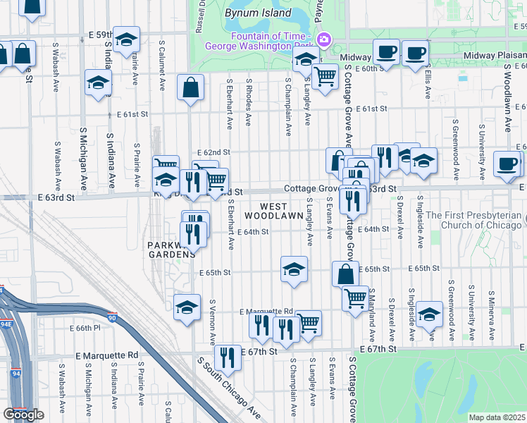 map of restaurants, bars, coffee shops, grocery stores, and more near in Chicago