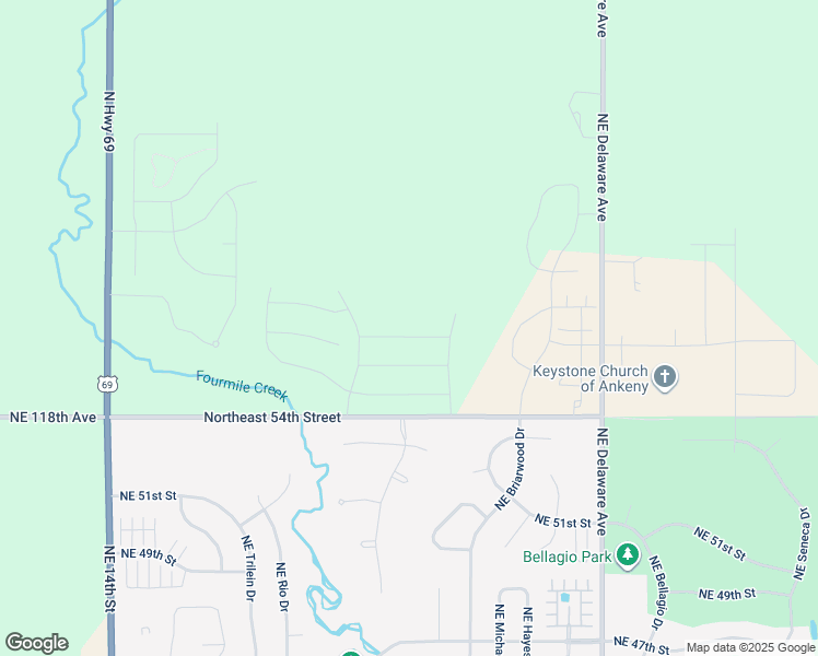 map of restaurants, bars, coffee shops, grocery stores, and more near 710 Northeast 57th Street in Ankeny