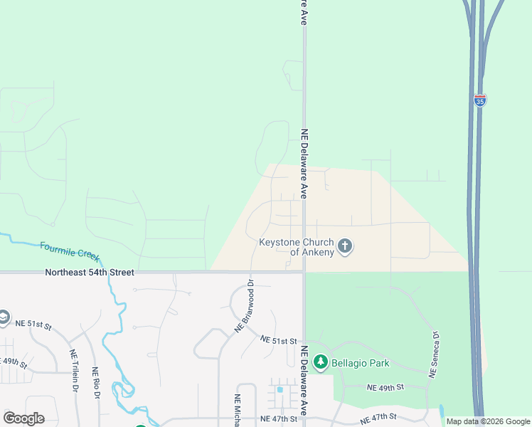 map of restaurants, bars, coffee shops, grocery stores, and more near 5618 Northeast Briarwood Drive in Ankeny