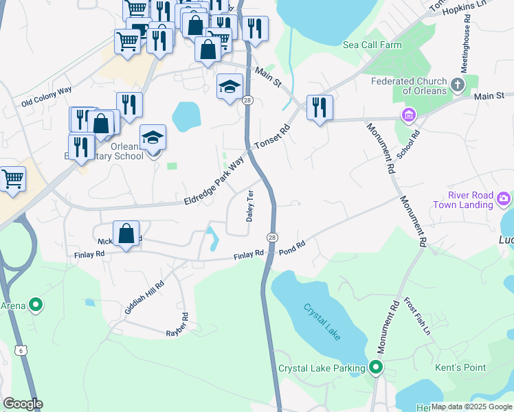map of restaurants, bars, coffee shops, grocery stores, and more near 60 Daley Terrace in Orleans